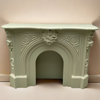 Beige Solid Wood Freestanding Fireplace