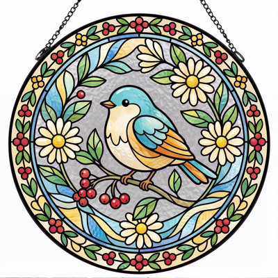 Panneau de vitrail en verre coloré, 7,8 heures
