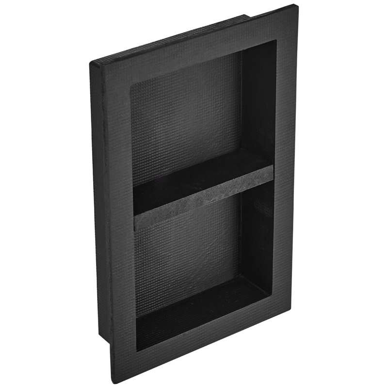 Shower Niche Ready For Tile 16" X 24", Double Shelf Organizer, Square Corners Wall-Inserted Niche Recessed, Sealed Protection Modern Soap Storage Niche For Shower Bathroom, Black