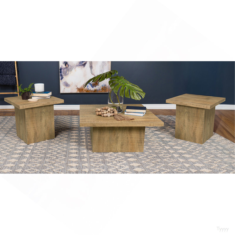 Exeter Mango Square 3-Piece Coffee Table Set