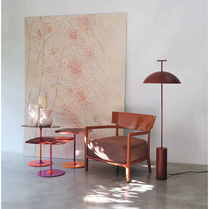Thierry Glass End Table, Burgundy, 19.66" H x 19.66" W x 13" D