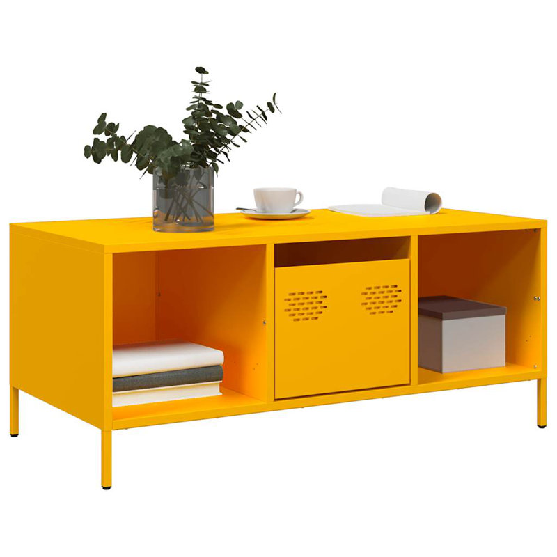 Alizai Coffee Table with Storage, Mustard Yellow