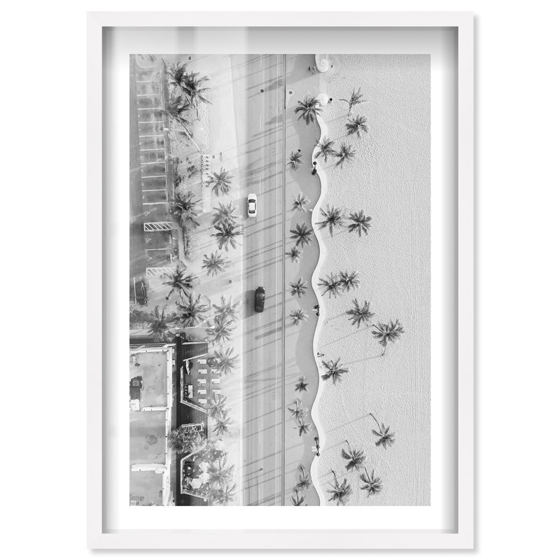 «Wavy Sand lignes», impression de Miami par Notoriart, H 55 po x l 37 po, Blanc