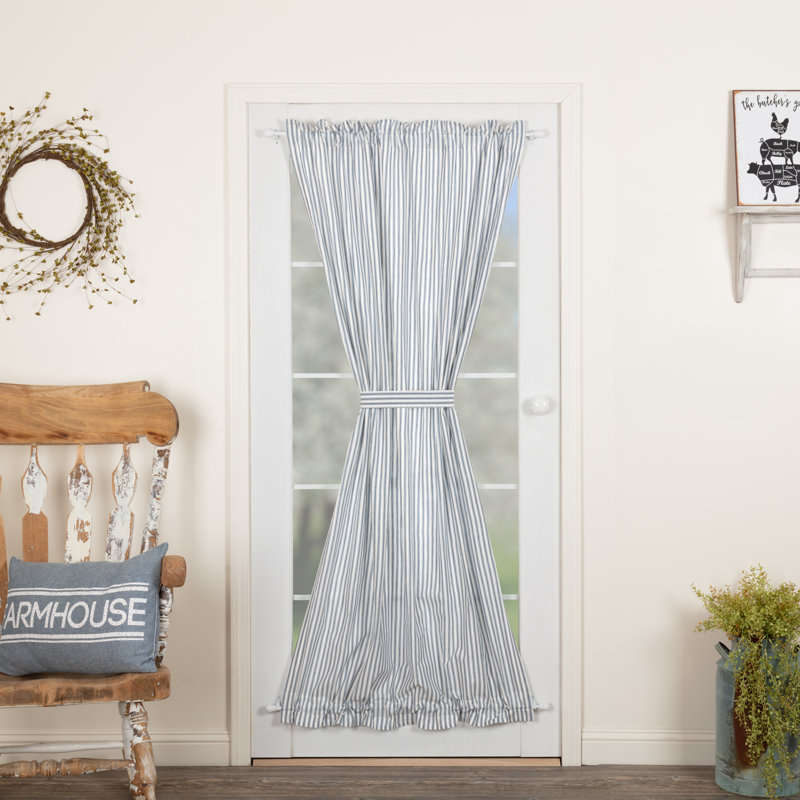 Rideau simple obscurcissant avec passe-tringle Sawyer Mill, Bleu denim / blanc cassé
