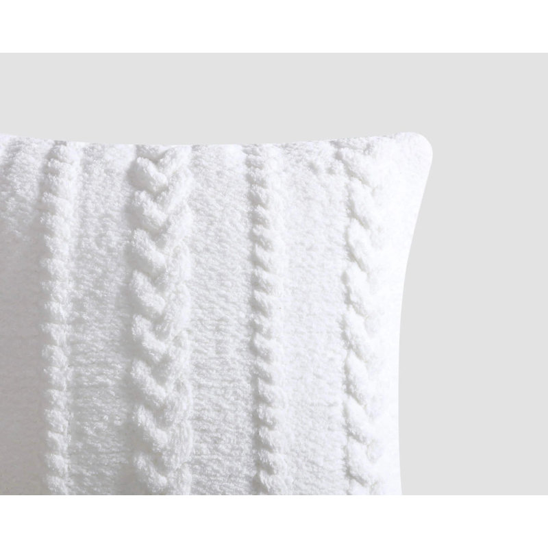 Braided Square Pillow Cover & Insert, Off White