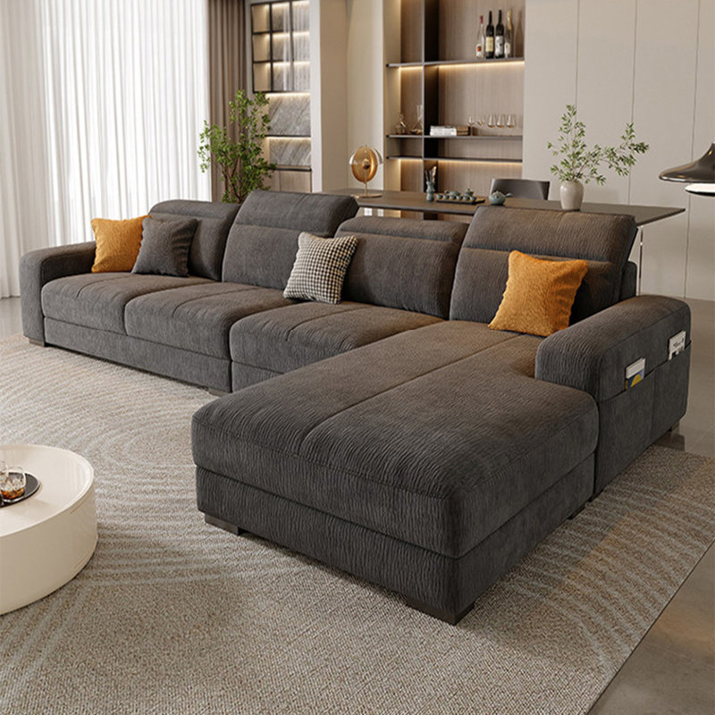 Canapé modulaire 3 pièces rembourré, Foncé / gris, H 35,43 po x l 118,11 po x P 68,9 po, Face à la droite