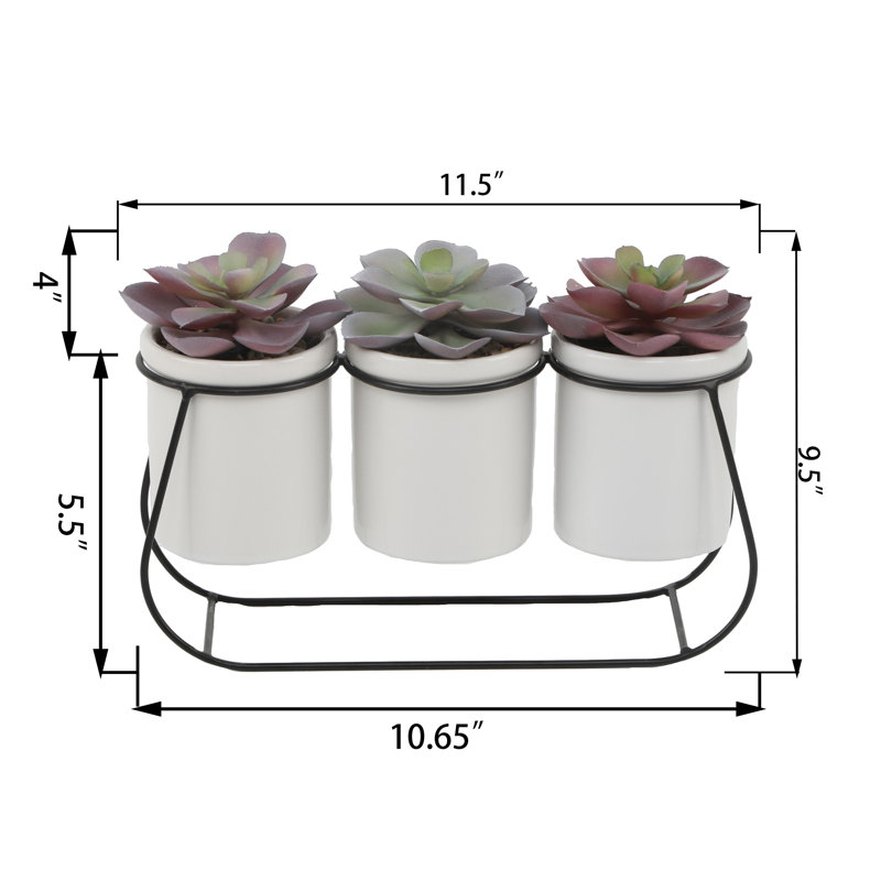 Ensemble de 3 plantes grasses artificielles en pot