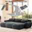 Canapé modulaire 3 places gris foncé avec revêtement en tissu, mousse haute résilience 32D, mobile, sans montage et base antidérapante pour salon et home cinéma.