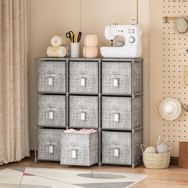 Organisateur de garde-robe 9 cubes, Gris