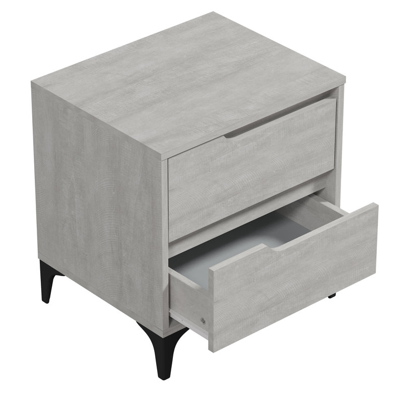 Norcross 20" 2 Drawer Nightstand, Dusty Grey Oak