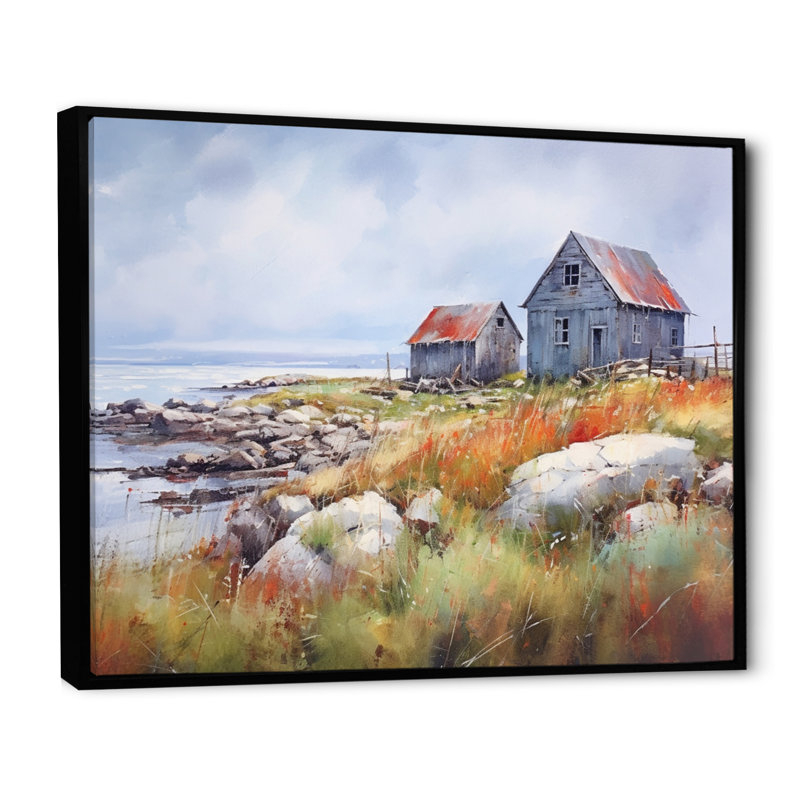 Rustic Refuge Lakehouse II sur impression sur toile, H 12 po x l 20 po x P 1 po, Cadre flottant noir