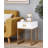Natavious White End Table, Bedside Cabinet, Universal Accent Table with Gold Frame Legs  with 1 Drawer.
