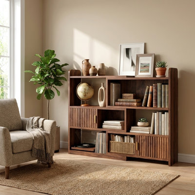  Bibliothèque moderne ajustable H 38 "- rangement ouvert et fermé, en forme de L ou droite, pour le salon, la chambre à coucher, le bureau personnel, H 38 po x l 46,7 po x P 9,4 po