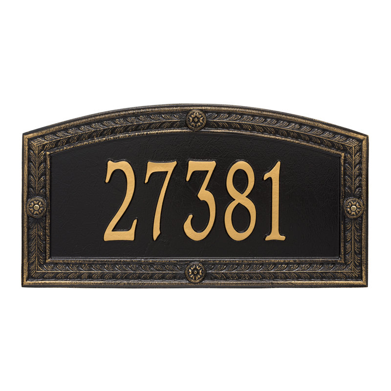 Plaque d'adresse murale sur 1 ligne Hamilton, Noir / or, Oui