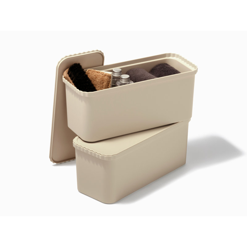 Slim Stacking Bin Set of 2, White
