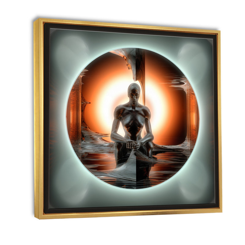 A.I. Sci-Fi Dreams Of Singularity I, H 16 po x l 16 po x P 1 po, Cadre flottant doré