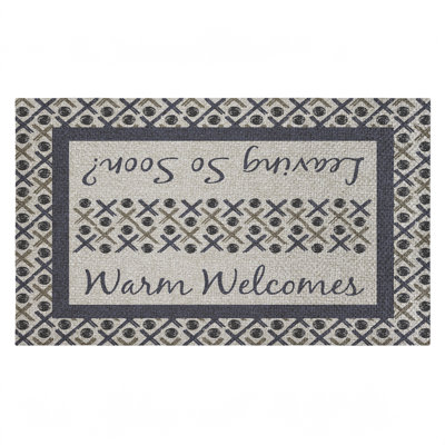 Tapis de porte d'extérieur Warm Welcome & Leaving bientôt, par Arrolynn Weiderhold, 18 po x 30 po