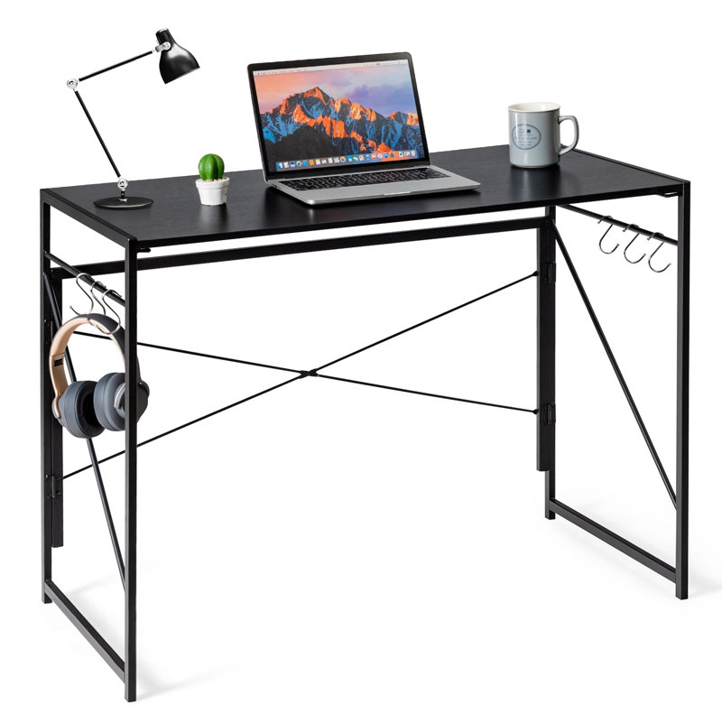 Lyka Foldable Steel and Iron Computer Desk, Black