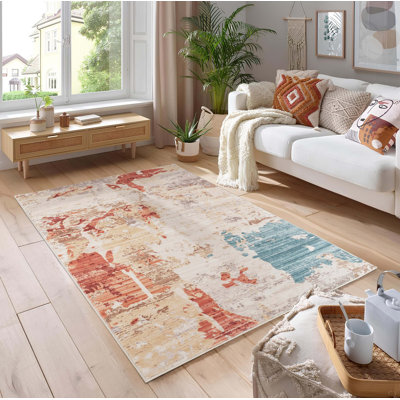 Tapis abstrait audacieux avec palette multicolore lumineuse - tapis de sol en polyester pour le salon