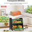 Bread Box - Kitchen Countertop Bread Storage Container With Bamboo Cutting Board, Adjustable Vent Hole Dials, Black