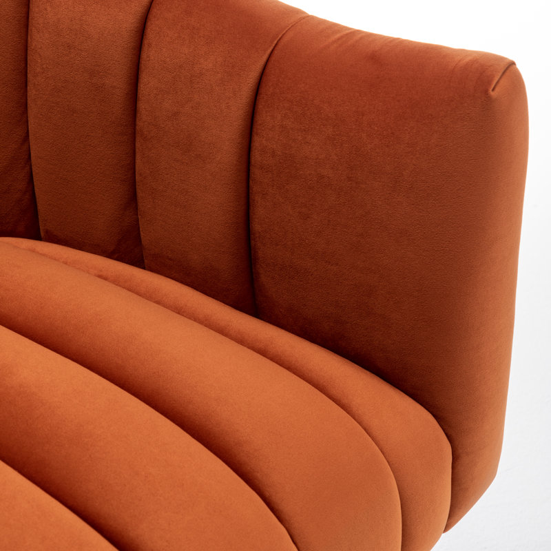 Causeuse à accoudoirs encastrés 50,6 po Murrow, Velours orange