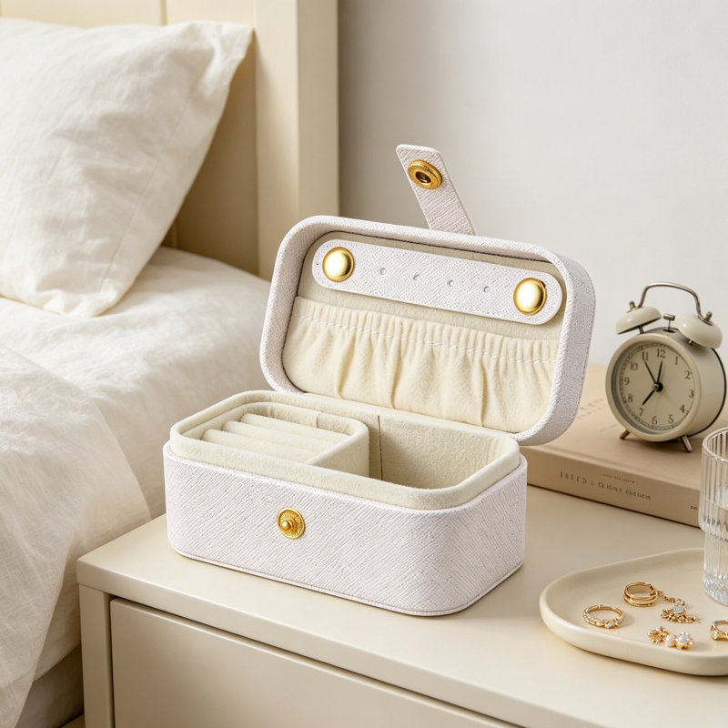 Leather Jewellery Box +, White