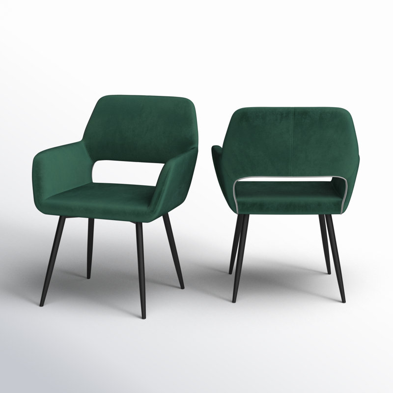 Kristina 17'' H Velvet Upholstered Metal Armchair, Green