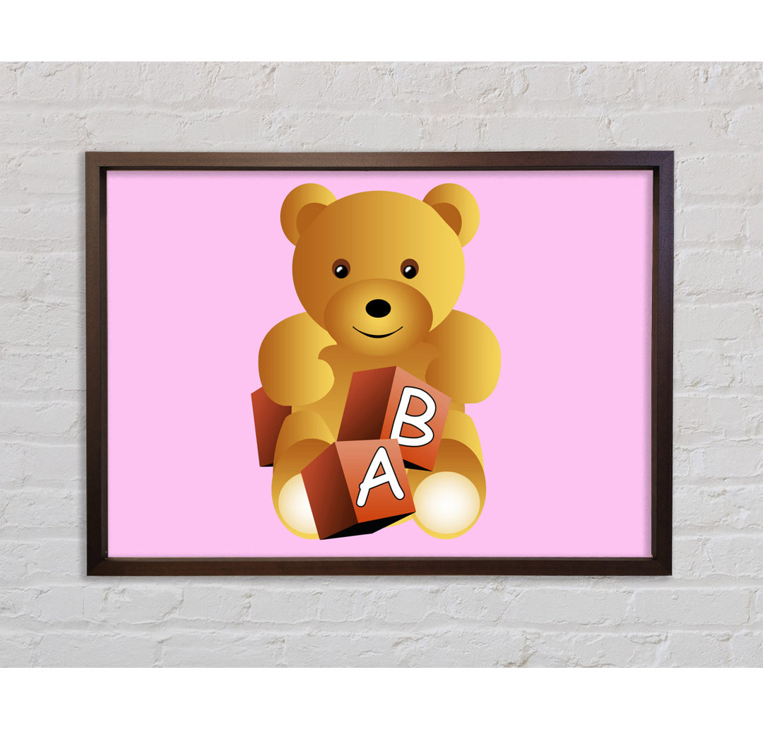 Teddybär Alphabet Blöcke Rosa - Einzelner Bilderrahmen Kunstdrucke auf Leinwand