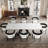 Doinita 9 - Piece 110.23'' Extendable Sintered Stone Dining Table with 8 Fabric Arm Chairs Dining Set-1308368049-1327666780