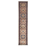 Hand Knotted Wool Area Rug in Brown And Navy
