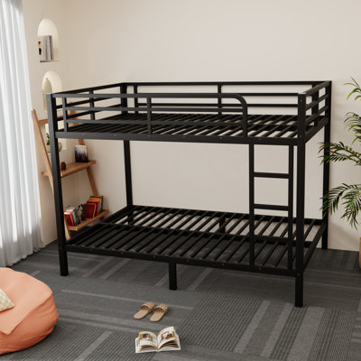 Black Metal Full Xl Bunk Bed With Guardrails