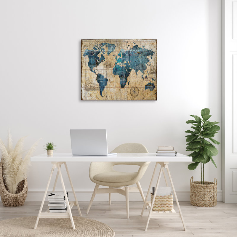 Abstract World Map by Art Licensing Studio - Print, 30" H x 40" W