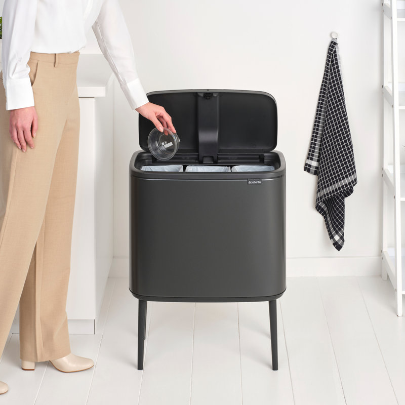Brabantia Bo Touch Bin, Soft Grey, 33 L