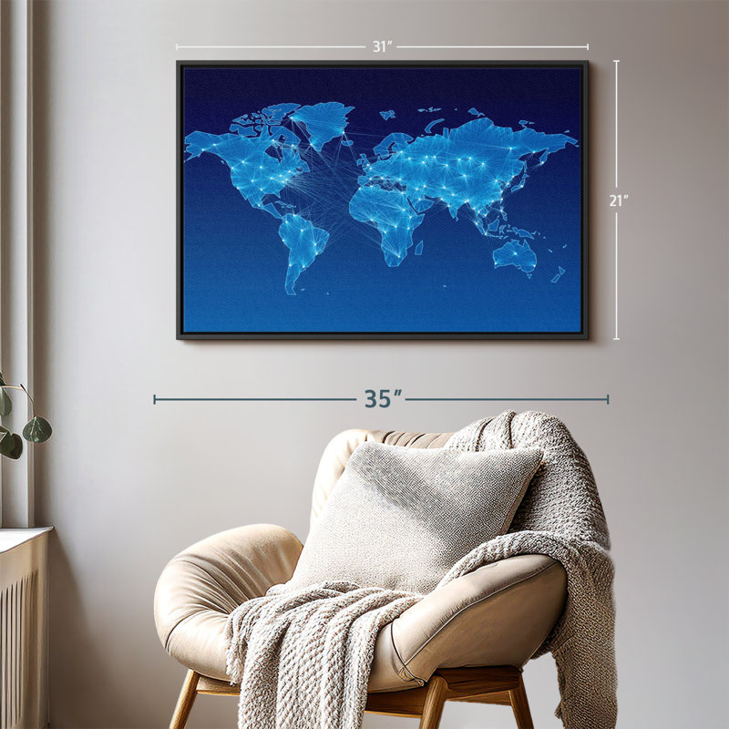"Carte du monde intégrée", art mural, H 21 po x l 31 po