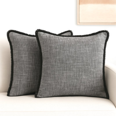 Textured Cotton Throw Pillow Covers  Modern Cushion Covers  Elegant Square Pillow Cases