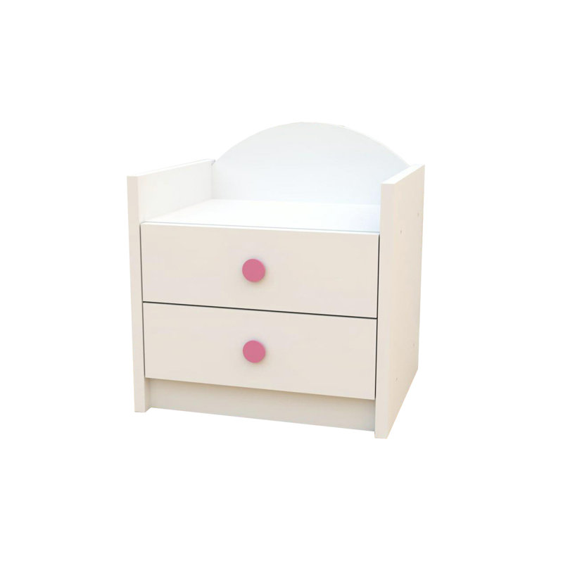 Szn01 bedside table, white, pink handle