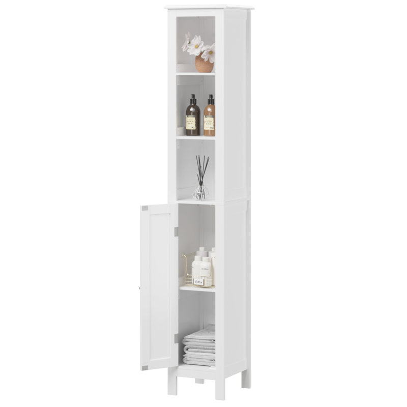 66.92" Freestanding Bathroom Cabinet With Adjustable Shelves - 1 Door Slim For Home, Bathroom, Kitchen, Workroom White Storage Small Spaces, Kitchen