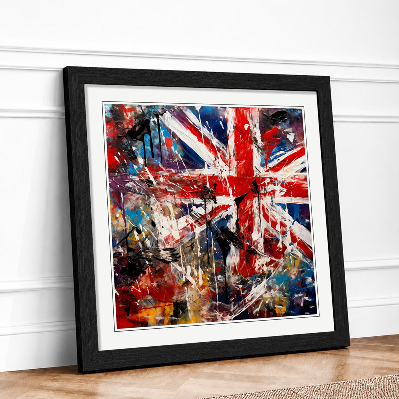 Union Jack Expressionism - Framed Print, Black