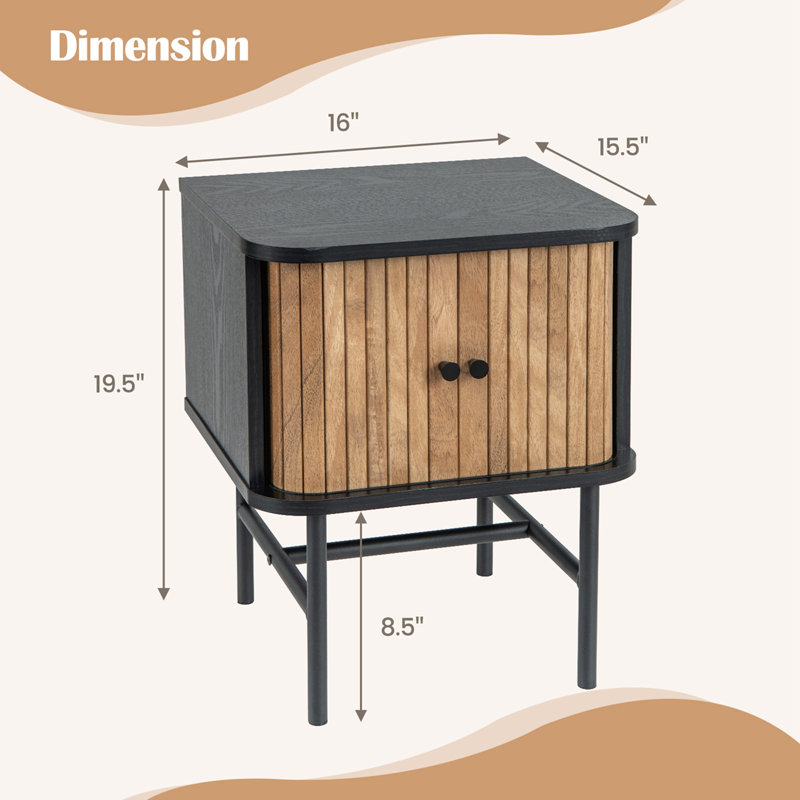 Nyari 16'' W Nightstand, Black
