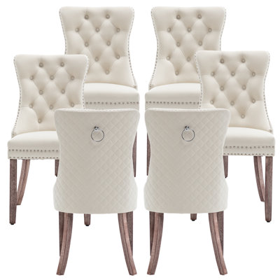 Velvet Dining Chairs Set of 6, Upholstered Dining Room Chairs with Nailhead Trim, Sillas de Comedor Modernas 2, Wooden Kitchen Chairs for Dining Room,