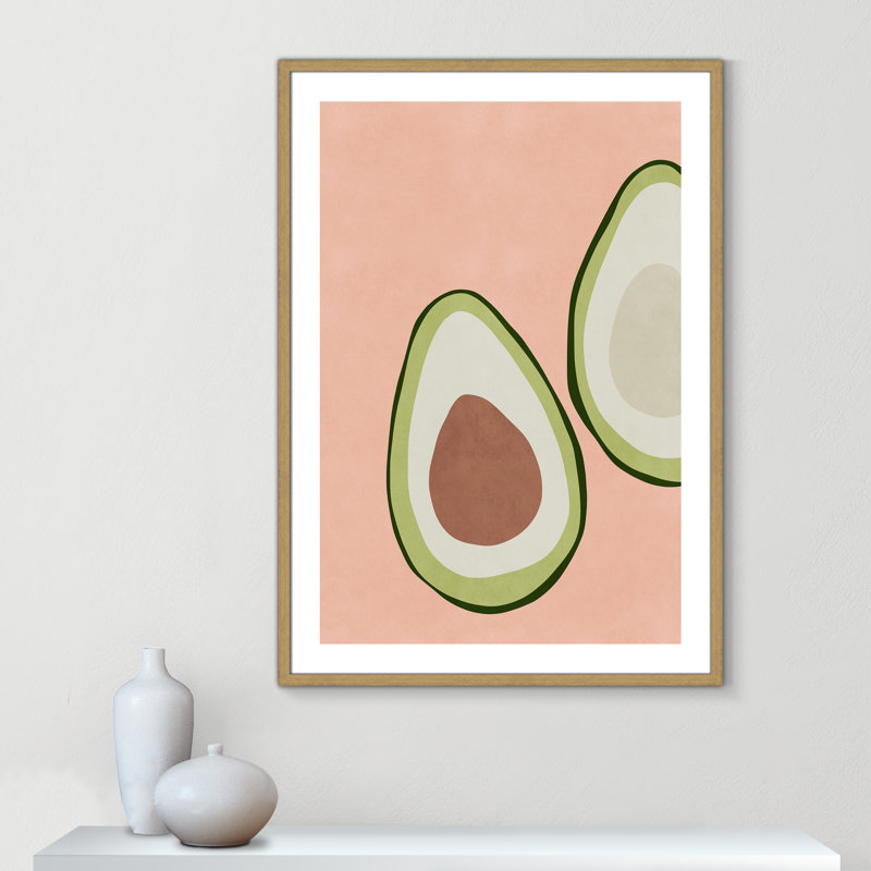 Avocat tranché - reproduction d'art, H 41,5 po x l 29,5 po x P 0,75 po, Papier avec cadre à grain de bois noir, Papier