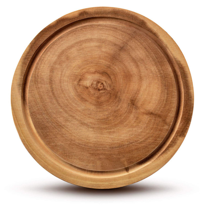 Chopping Board Wooden Cutting Boards for Kitchens Round Non-Spliced Acacia Wood with Juice Trough Double-Sided Usable Anti-Slip Cut Resistant Anti-Bacterial