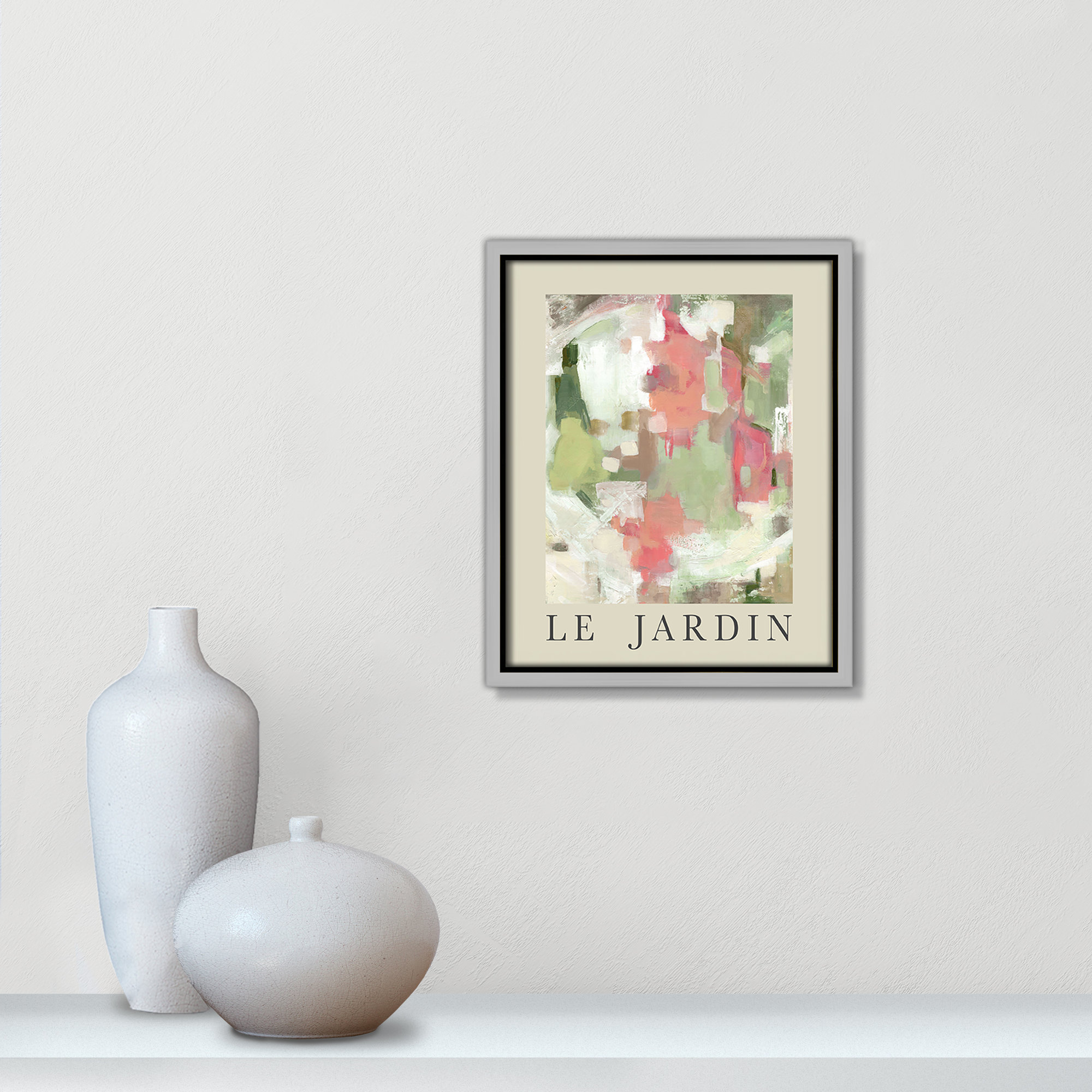 Botanical Poster Collection " Le Jardin " by Carol Robinson, Silver Floater Frame, No, 11.5" H x 9.5" W x 2" D
