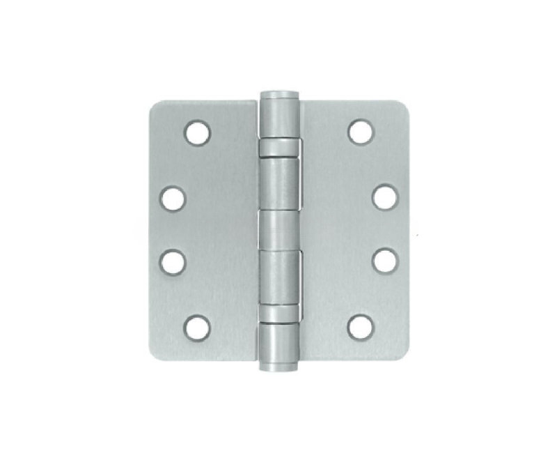 Deltana S44R4HDB5 4" x 4" x 1/4" Radius Hinge, HD, Ball Bearings in Antique Brass Pair, Brushed Chrome