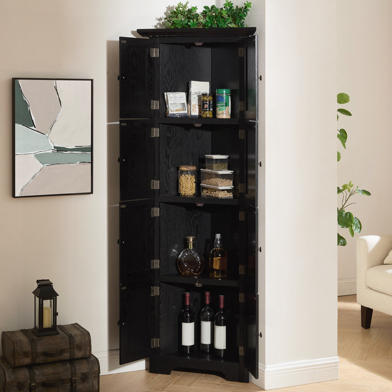 Armoire de coin et tablettes, Noir