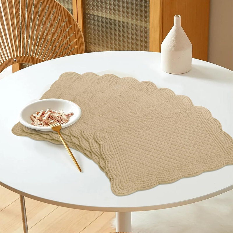 Brown Quilted Cotton Rectangular Placemats (Set of 6)