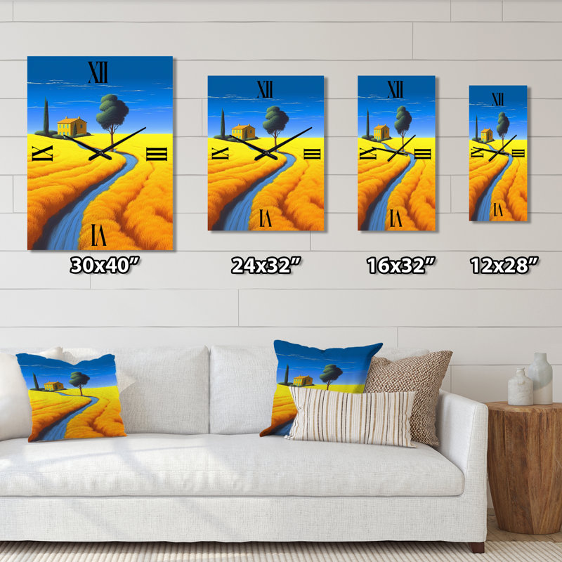 Blossoming Fields Under A Deep Sky I - Meadow Wall Clock, Small