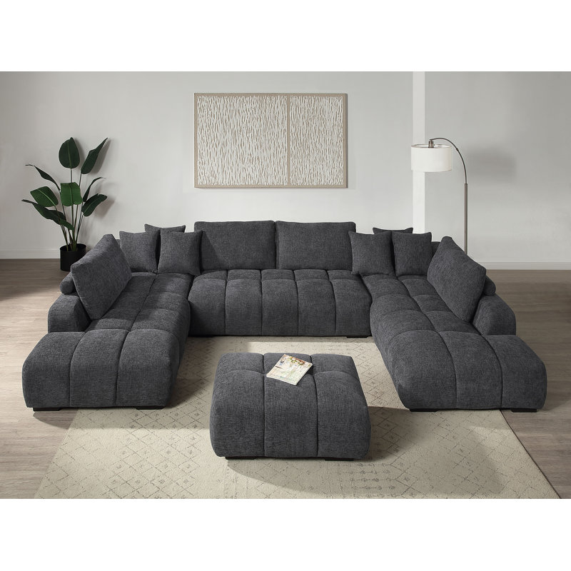 Canapé modulaire rembourré avec 2 chaises et repose-pieds Sullivan