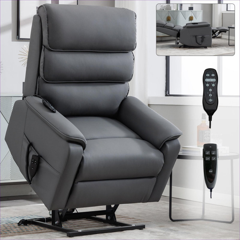 Fauteuil inclinable à deux moteurs en cuir à l'épreuve des chats avec position infinie jusqu'à 350 lb avec télécommande, massage thermique et mécanisme de mouvement robuste