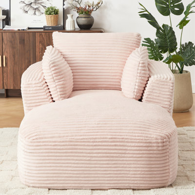 Chaise longue en velours côtelé rose, sans assemblage, coussin à ressorts, confortable pour le salon, la chambre ou le dortoir